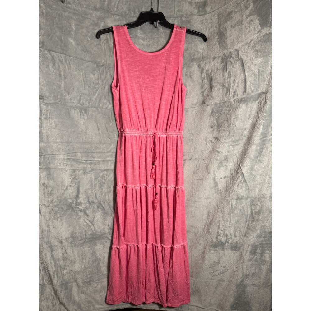 Knox‎ Rose Womens Pink Tiered Sleeveless Maxi Dress Drawstring Waist Small